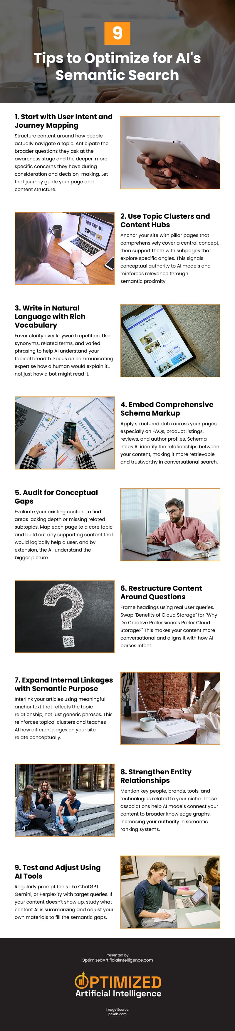 9 Tips to Optimize for AI's Semantic Search Infographic