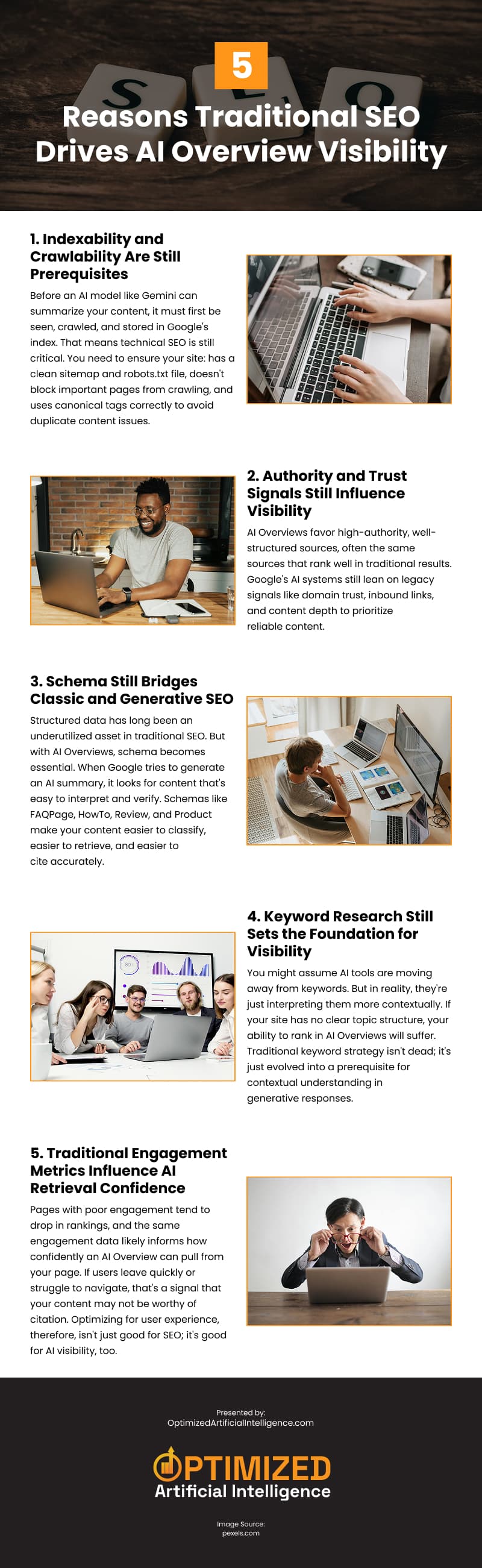 5 Reasons Traditional SEO Drives AI Overview Visibility Infographic